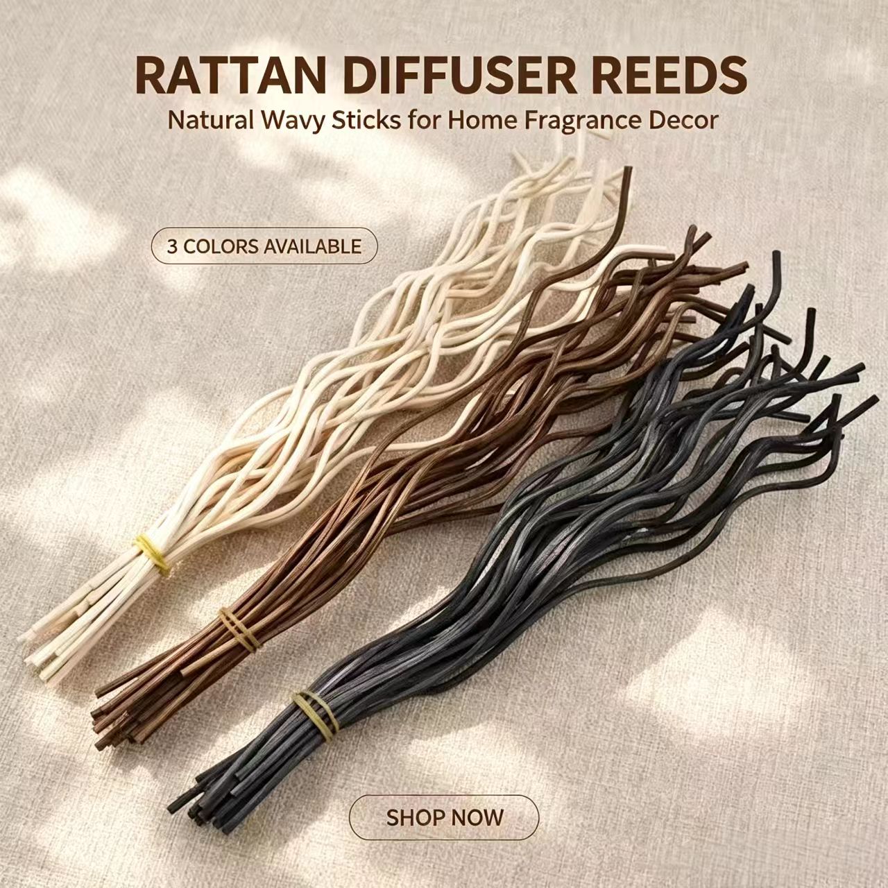 Home Fragrance Reed Diffuser - 20Pcs Long Wavy Rattan Reed Diffuser